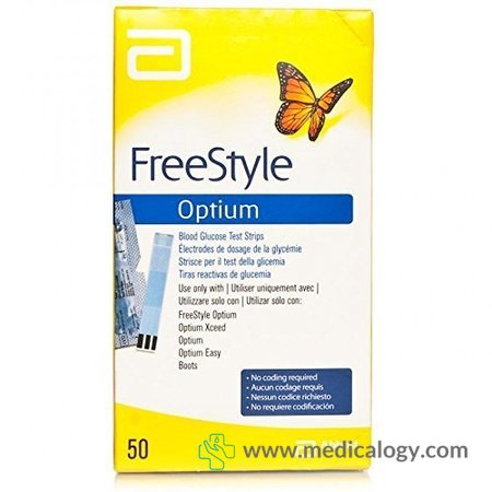 harga Abboth FreeStyle Optium Stik Glucose Alat Cek Gula Darah 50T