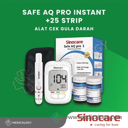 harga Alat Ukur Cek Gula Darah Instant Sinocare Safe AQ Pro I + 25 Strip