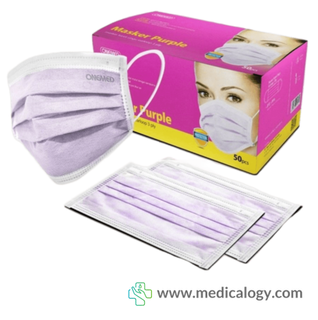 jual Masker Medis Earloop Onemed Ungu isi 50 Pcs