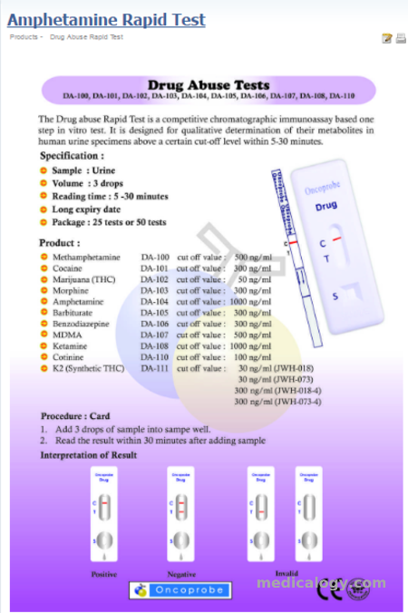 jual Oncoprobe Rapid Test AMP (Amphethamine) 50 Card/Box