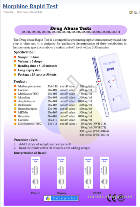 jual Oncoprobe Rapid Test MOP (Morfin) 25 Strip/Box